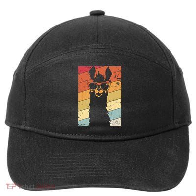 Llama Retro Style Alpaca 7-Panel Snapback Hat
