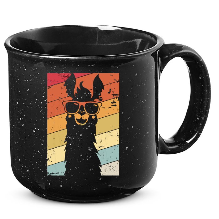 Llama Retro Style Alpaca 15oz Campfire Ceramic Mug