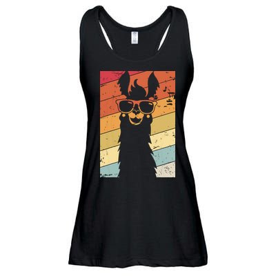 Llama Retro Style Alpaca Ladies Essential Flowy Tank