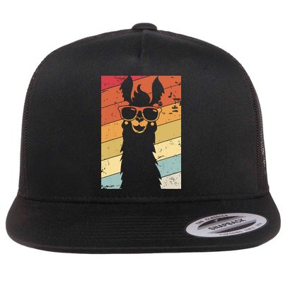 Llama Retro Style Alpaca Flatbill Hat
