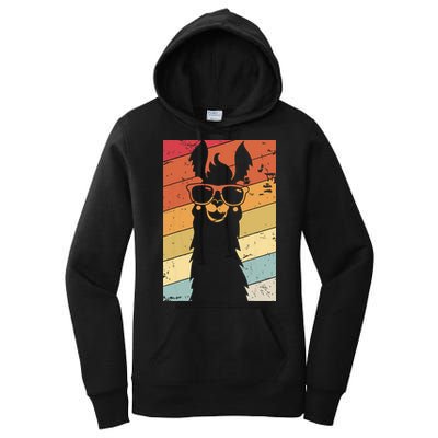 Llama Retro Style Alpaca Women's Pullover Hoodie