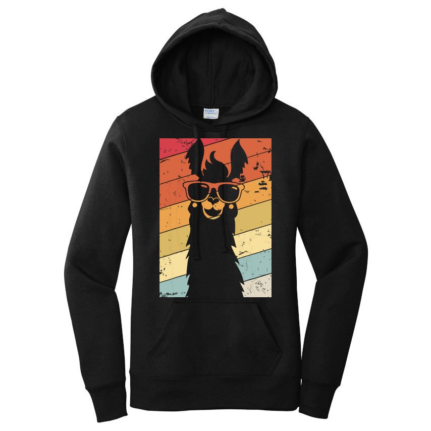 Llama Retro Style Alpaca Women's Pullover Hoodie