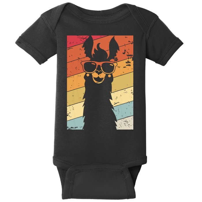 Llama Retro Style Alpaca Baby Bodysuit