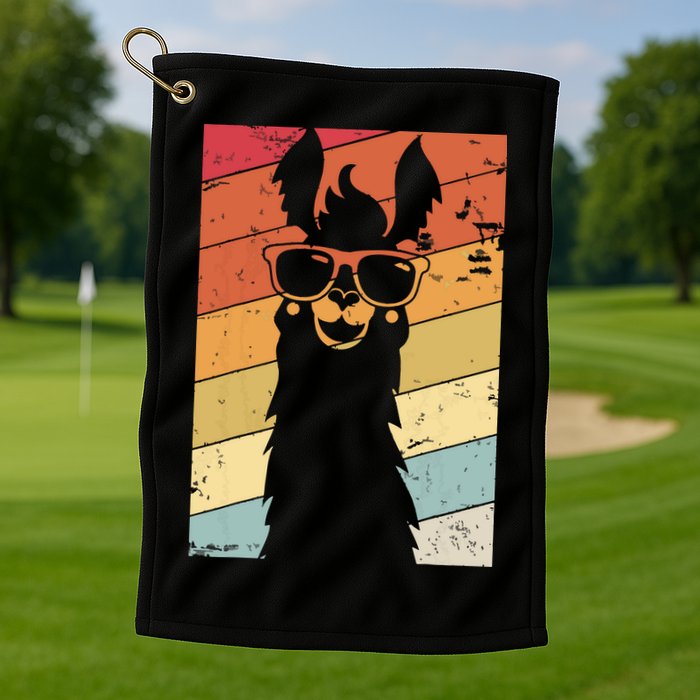 Llama Retro Style Alpaca Golf Towel