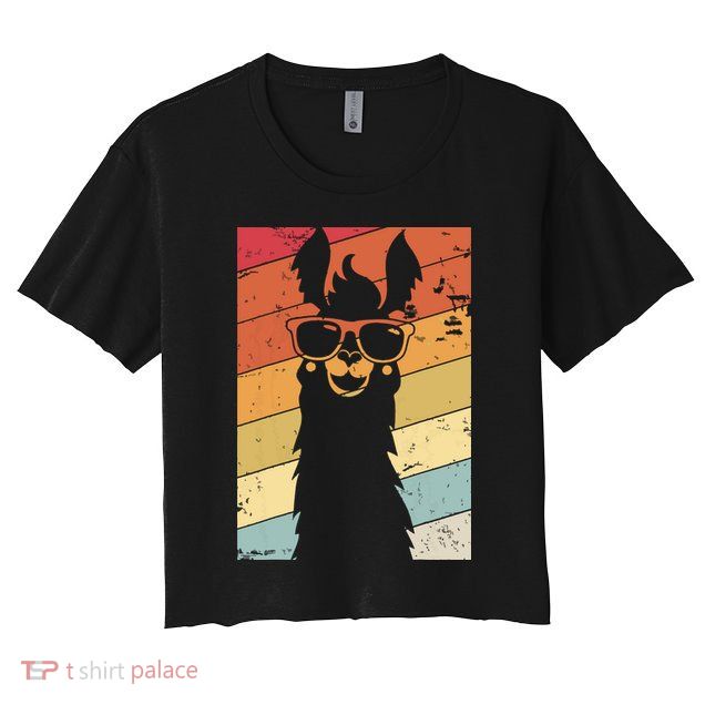 Llama Retro Style Alpaca Crop Top