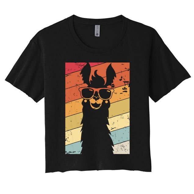 Llama Retro Style Alpaca Crop Top