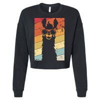 Llama Retro Style Alpaca Cropped Pullover Crew