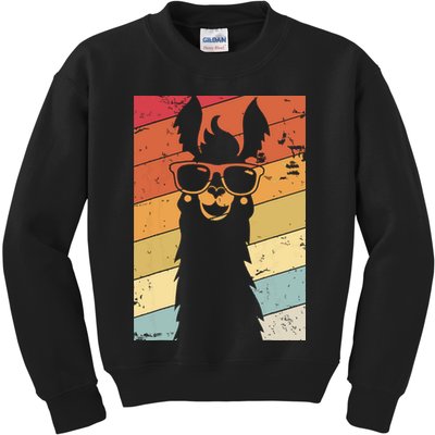 Llama Retro Style Alpaca Kids Sweatshirt