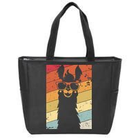 Llama Retro Style Alpaca Zip Tote Bag