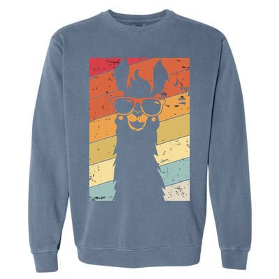 Llama Retro Style Alpaca Garment-Dyed Sweatshirt
