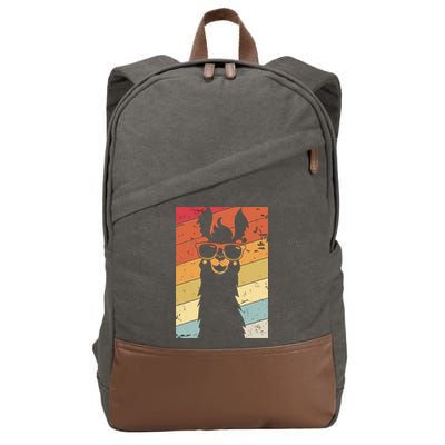 Llama Retro Style Alpaca Cotton Canvas Backpack