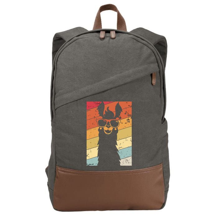Llama Retro Style Alpaca Cotton Canvas Backpack