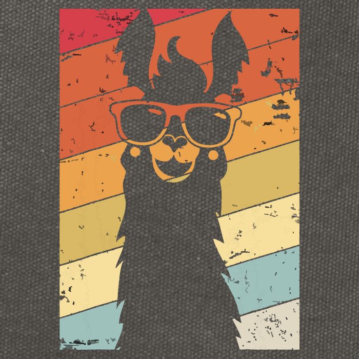 Llama Retro Style Alpaca Cotton Canvas Backpack