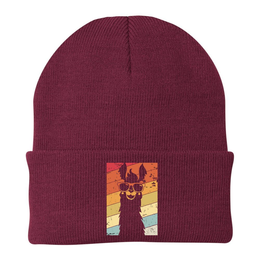 Llama Retro Style Alpaca Beanie