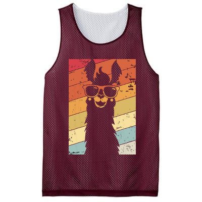 Llama Retro Style Alpaca Mesh Reversible Basketball Jersey Tank
