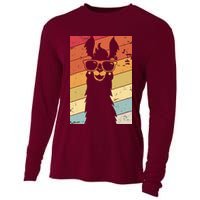 Llama Retro Style Alpaca Cooling Performance Long Sleeve Crew