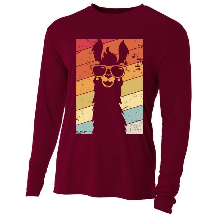 Llama Retro Style Alpaca Cooling Performance Long Sleeve Crew