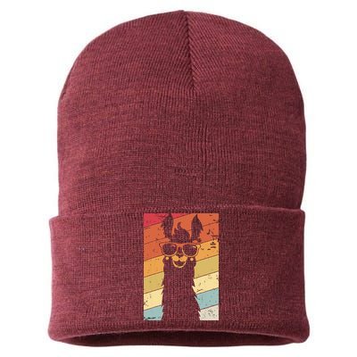 Llama Retro Style Alpaca Sustainable Knit Beanie