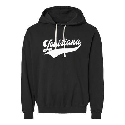 Louisiana Retro Throwback Design Garment-Dyed Fleece Hoodie