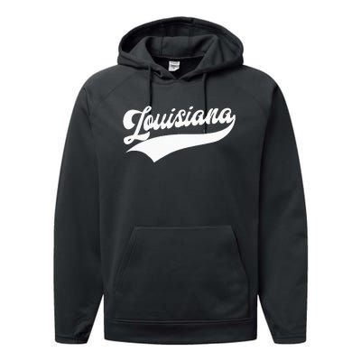 Louisiana Retro Throwback Design Performance Fleece Hoodie