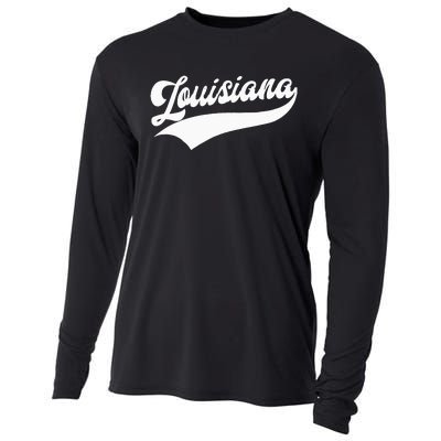 Louisiana Retro Throwback Design Cooling Performance Long Sleeve Crew