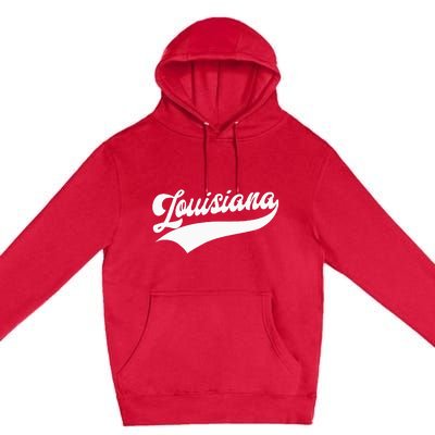 Louisiana Retro Throwback Design Premium Pullover Hoodie