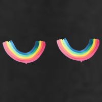 Lgbt Rainbow Titties Funny 7 Panel Mesh Trucker Snapback Hat