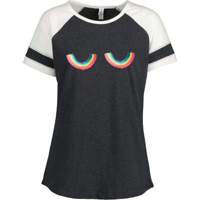 Lgbt Rainbow Titties Funny Enza Ladies Jersey Colorblock Tee