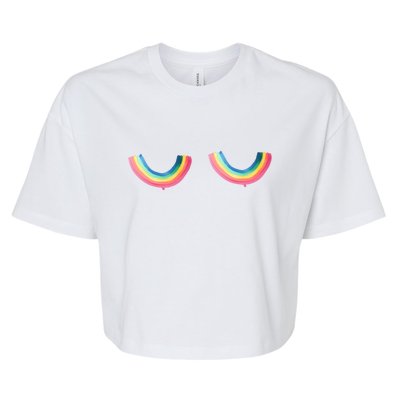 Lgbt Rainbow Titties Funny Bella+Canvas Jersey Crop Tee