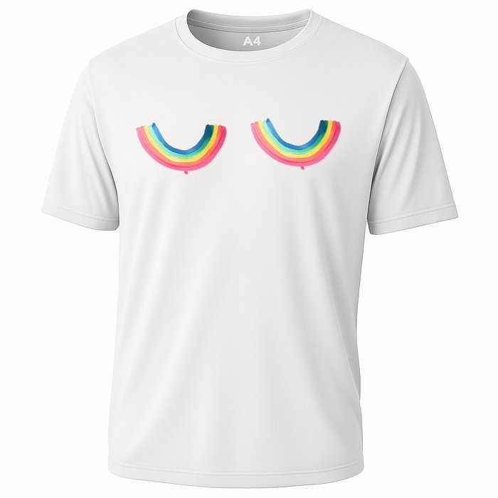 Lgbt Rainbow Titties Funny Cooling Performance Crew T-Shirt