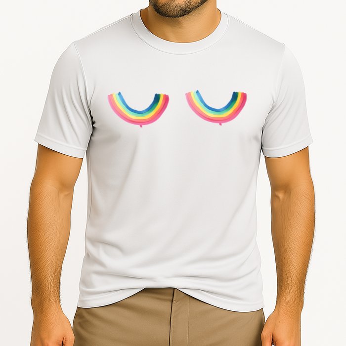 Lgbt Rainbow Titties Funny Cooling Performance Crew T-Shirt
