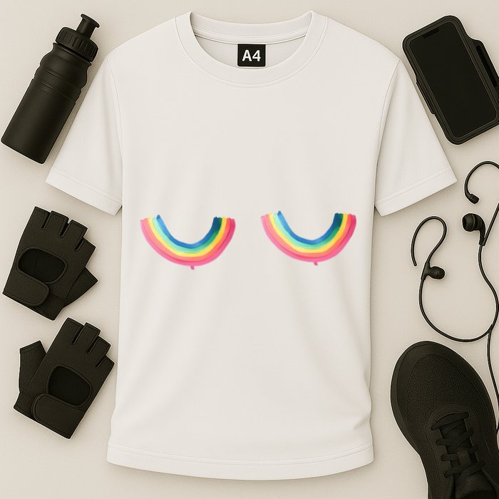 Lgbt Rainbow Titties Funny Cooling Performance Crew T-Shirt