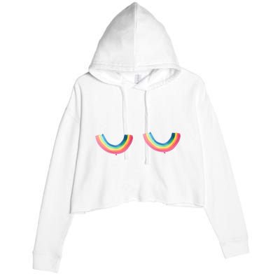 Lgbt Rainbow Titties Funny Crop Fleece Hoodie