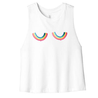 Lgbt Rainbow Titties Funny Women's Racerback Cropped Tank