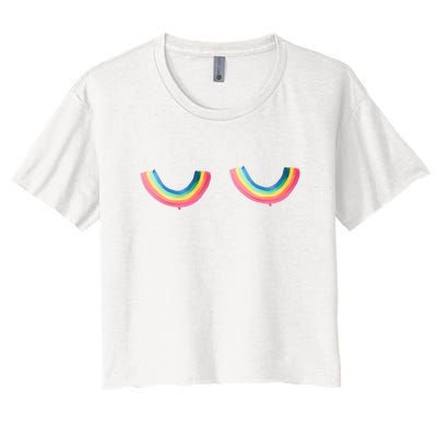 Lgbt Rainbow Titties Funny Women's Crop Top Tee