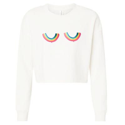 Lgbt Rainbow Titties Funny Cropped Pullover Crew