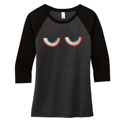 Lgbt Rainbow Titties Funny Women's Tri-Blend 3/4-Sleeve Raglan Shirt