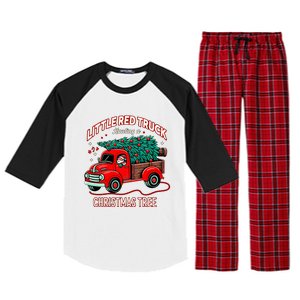 Little Red Truck Hauling A Christmas Tree Raglan Sleeve Pajama Set