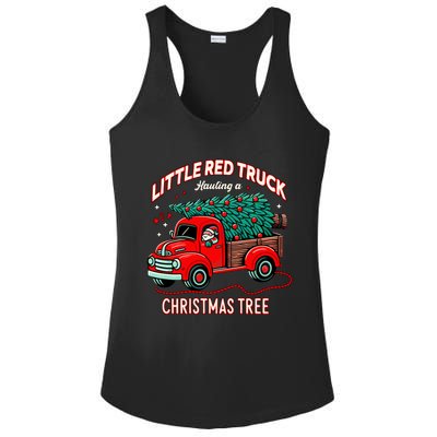 Little Red Truck Hauling A Christmas Tree Ladies PosiCharge Competitor Racerback Tank