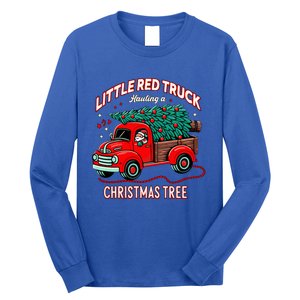 Little Red Truck Hauling A Christmas Tree Long Sleeve Shirt