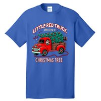 Little Red Truck Hauling A Christmas Tree Tall T-Shirt