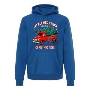 Little Red Truck Hauling A Christmas Tree Premium Hoodie