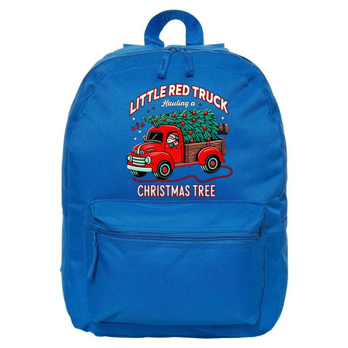 Little Red Truck Hauling A Christmas Tree 16 in Basic Backpack