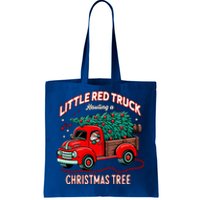 Little Red Truck Hauling A Christmas Tree Tote Bag