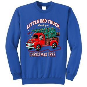 Little Red Truck Hauling A Christmas Tree Tall Sweatshirt