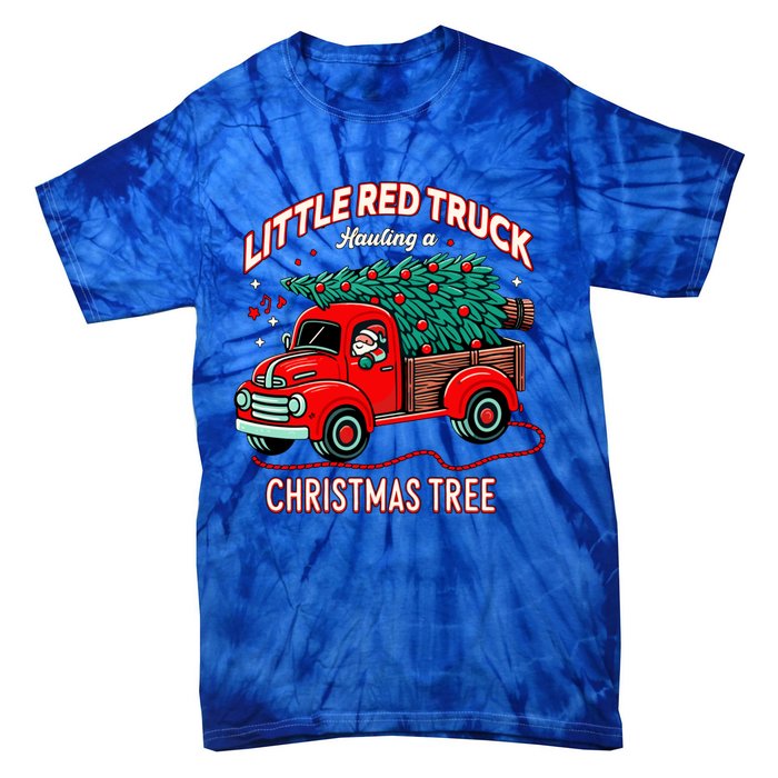 Little Red Truck Hauling A Christmas Tree Tie-Dye T-Shirt