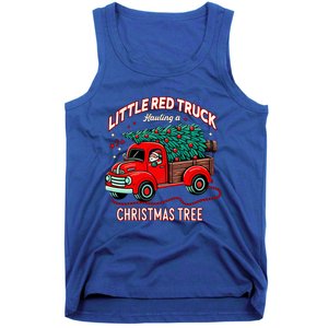 Little Red Truck Hauling A Christmas Tree Tank Top