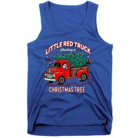 Little Red Truck Hauling A Christmas Tree Tank Top