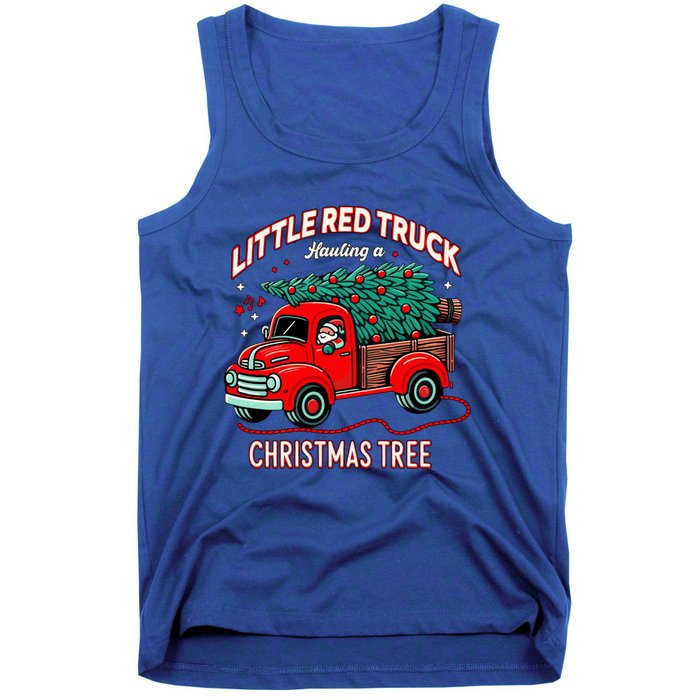 Little Red Truck Hauling A Christmas Tree Tank Top