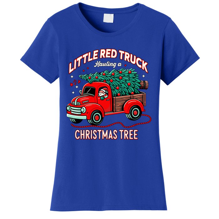 Little Red Truck Hauling A Christmas Tree Women's T-Shirt